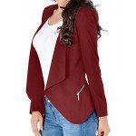 GRAPENT Women's Open Front Draped Asymmetric Side Zip Business Blazer Jacket