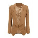 GRAPENT Women's Open Front Draped Asymmetric Side Zip Business Blazer Jacket