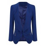 GRAPENT Women's Open Front Draped Asymmetric Side Zip Business Blazer Jacket