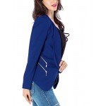 GRAPENT Women's Open Front Draped Asymmetric Side Zip Business Blazer Jacket
