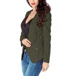 GRAPENT Women's Open Front Draped Asymmetric Side Zip Business Blazer Jacket