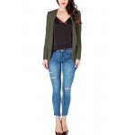 GRAPENT Women's Open Front Draped Asymmetric Side Zip Business Blazer Jacket