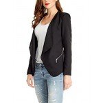 GRAPENT Women's Open Front Draped Asymmetric Side Zip Business Blazer Jacket