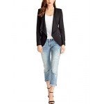 GRAPENT Women's Open Front Draped Asymmetric Side Zip Business Blazer Jacket