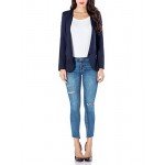 GRAPENT Women's Open Front Draped Asymmetric Side Zip Business Blazer Jacket