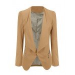 GRAPENT Women's Open Front Draped Asymmetric Side Zip Business Blazer Jacket