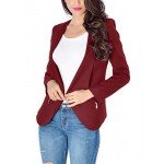 GRAPENT Women's Open Front Draped Asymmetric Side Zip Business Blazer Jacket