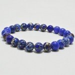 Genuine Imperial Blue Jasper Stone Bead Stretchy Elastic Bracelet, Earth Healing, 8mm, Unisex, for Friendship, Couples, Teens,Genuine Imperial Blue Jasper Stone Bead Stretchy Elastic by Big Cat Rescue