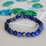 Genuine Imperial Blue Jasper Stone Bead Stretchy Elastic Bracelet, Earth Healing, 8mm, Unisex, for Friendship, Couples, Teens,Genuine Imperial Blue Jasper Stone Bead Stretchy Elastic by Big Cat Rescue