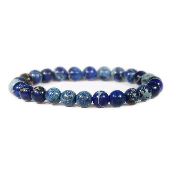 Genuine Imperial Blue Jasper Stone Bead Stretchy Elastic Bracelet, Earth Healing, 8mm, Unisex, for Friendship, Couples, Teens,Genuine Imperial Blue Jasper Stone Bead Stretchy Elastic by Big Cat Rescue