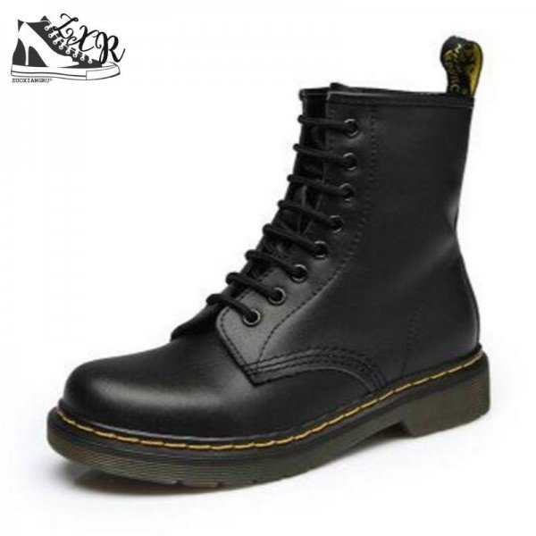 Genuine leather Women Rubber Boots Women Winter Shoes Botas Feminina Female Motorcycle Ankle Fashion Boots For Women botas mujer
