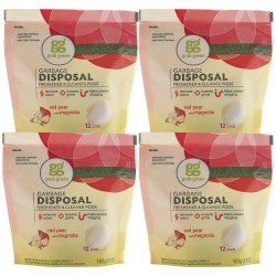 Grab Green Natural Garbage Disposal Cleaner and Freshener, Red Pear with Magnolia, 12 Pods (Pack of 4)
