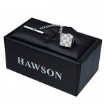 HAWSON Mens Square Tie Tack With Chains Check Tie Clip Button
