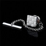 HAWSON Mens Square Tie Tack With Chains Check Tie Clip Button