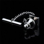 HAWSON Mens Square Tie Tack With Chains Check Tie Clip Button