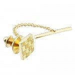 HAWSON Mens Square Tie Tack With Chains Check Tie Clip Button