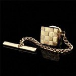 HAWSON Mens Square Tie Tack With Chains Check Tie Clip Button