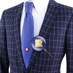 HAWSON Mens Square Tie Tack With Chains Check Tie Clip Button