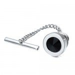 HAWSON Mens Tie Tack With Chain Round Crystal Wedding Business Accessories
