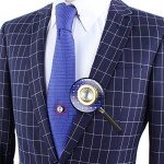 HAWSON Mens Tie Tack With Chain Round Crystal Wedding Business Accessories