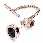 HAWSON Mens Tie Tack With Chain Round Crystal Wedding Business Accessories