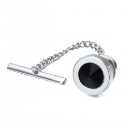 HAWSON Mens Tie Tack With Chain Round Crystal Wedding Business Accessories HAWSON Mens Tie Tack With Chain Round Crystal Wedding Business Accessories