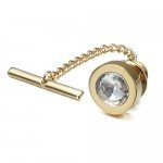 HAWSON Mens Tie Tack With Chain Round Crystal Wedding Business Accessories