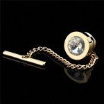 HAWSON Mens Tie Tack With Chain Round Crystal Wedding Business Accessories