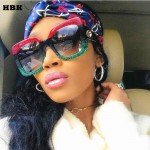 HBK New Sunglasses -Women Square Oversized Sunglasses Women Fashion Sun Glasses Lady Brand Designer Vintage Shades Gafas Oculos 