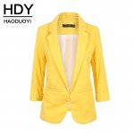 HDY Haoduoyi 2018 Spring Slim Fit Blazer Women Formal Jackets Office Work Open Front Notched Blazer Black Ladies Blazer  