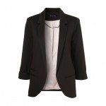 HDY Haoduoyi 2018 Spring Slim Fit Blazer Women Formal Jackets Office Work Open Front Notched Blazer Black Ladies Blazer  