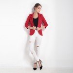 HDY Haoduoyi 2018 Spring Slim Fit Blazer Women Formal Jackets Office Work Open Front Notched Blazer Black Ladies Blazer  