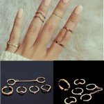 H:HYDE 6pcs/lot Unique adjustable Ring Set Punk style Gold Color Knuckle Rings for women midi Finger Knuckle rings Ring Set 