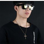 HIJONES Men's Stainless Steel Nail Cross Charm Pendant Necklace Polished Gold Silver Black