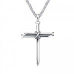 HIJONES Men's Stainless Steel Nail Cross Charm Pendant Necklace Polished Gold Silver Black