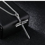 HIJONES Men's Stainless Steel Nail Cross Charm Pendant Necklace Polished Gold Silver Black