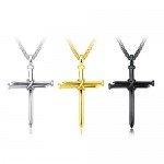 HIJONES Men's Stainless Steel Nail Cross Charm Pendant Necklace Polished Gold Silver Black