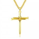 HIJONES Men's Stainless Steel Nail Cross Charm Pendant Necklace Polished Gold Silver Black