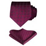 HISDERN Plaid Tie Handkerchief Woven Classic Stripe Men's Necktie & Pocket Square Set