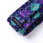 HISDERN Plaid Tie Handkerchief Woven Classic Stripe Men's Necktie & Pocket Square Set