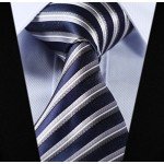 HISDERN Plaid Tie Handkerchief Woven Classic Stripe Men's Necktie & Pocket Square Set