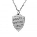 HZMAN Knights Templar Cross Joshua 1:9 Shield Stainless Steel Pendant Necklace with 24 inch Chain