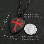 HZMAN Knights Templar Cross Joshua 1:9 Shield Stainless Steel Pendant Necklace with 24 inch Chain