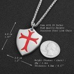 HZMAN Knights Templar Cross Joshua 1:9 Shield Stainless Steel Pendant Necklace with 24 inch Chain
