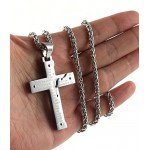 HZMAN Men's Stainless Steel Jesus Christ Crucifix Cross Lord's Prayer Pendant Necklace