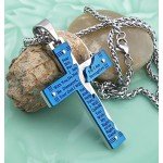 HZMAN Men's Stainless Steel Jesus Christ Crucifix Cross Lord's Prayer Pendant Necklace