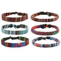 HZMAN Mix 6 Wrap Bracelets Men Women, Hemp Cords Ethnic Tribal Bracelets Wristbands