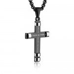HZMAN Philippians 4:13 Cross Pendant STRENGTH Bible Verse Stainless Steel Necklace 3 Colors Available