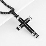 HZMAN Philippians 4:13 Cross Pendant STRENGTH Bible Verse Stainless Steel Necklace 3 Colors Available