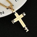 HZMAN Philippians 4:13 Cross Pendant STRENGTH Bible Verse Stainless Steel Necklace 3 Colors Available